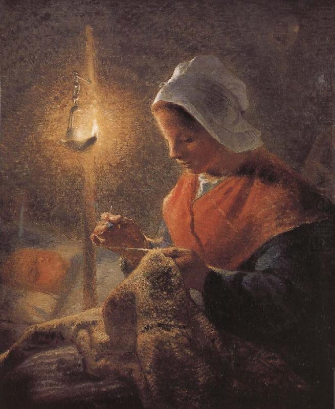 Sewing under the light, Jean Francois Millet